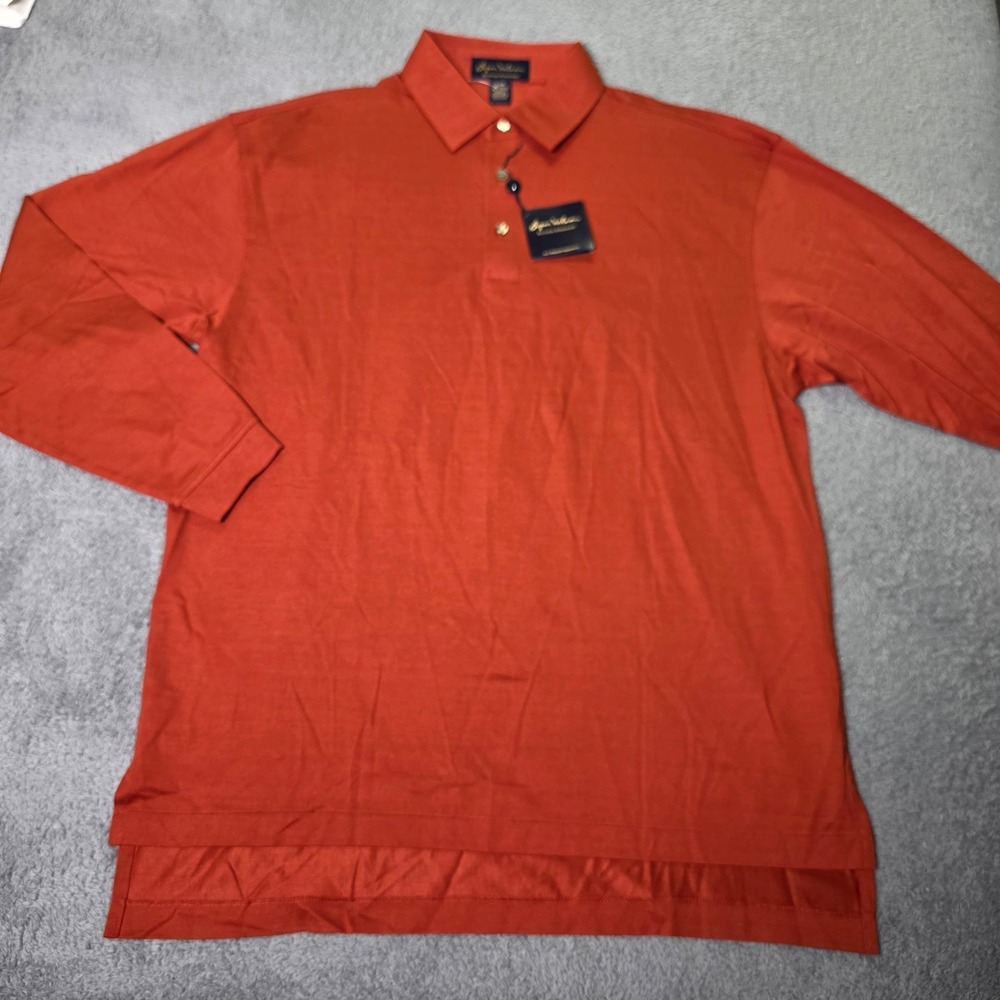 Byron Nelson Mens L Long Sleeve Polo Shirt Orange Cotton B1099-679 Fireth
